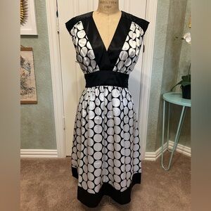 Black and White Polka Dot Dress with Attached Sash. Size 11 / Like New